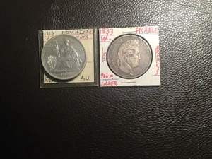 1903-A Indo China 1 Piastre Small Scratch Reverse. 1833 French 5 Francs Silver! - Picture 1 of 7