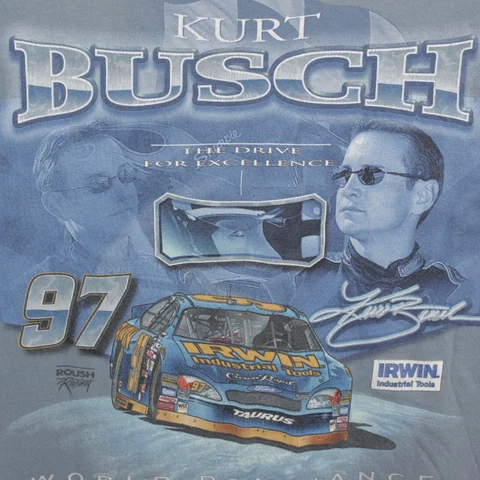 Kurt Busch #97 Irwin Industrial Tools World Dominance Nascar T-Shirt Size XL Cover