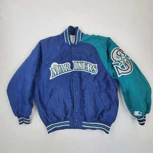 Seattle Mariners Jacket Starter Coat Baseball MLB Bomber Vintage 90s Mens Large - Picture 1 of 16