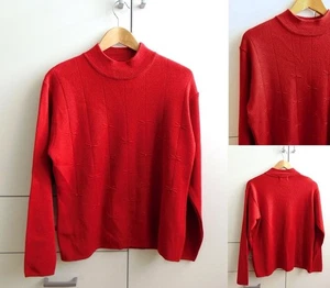 Pullover Strick Weinrot Wolle Strass Strickpullover Stehkragen Donna In Gr. XXL - Bild 1 von 4