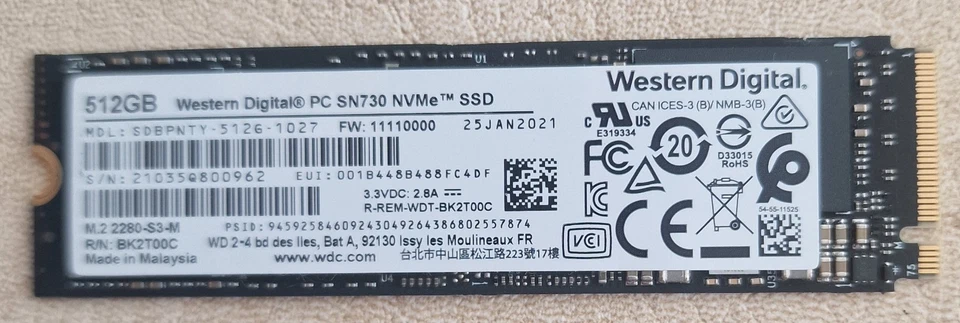 SSD Western Digital PC SN730 -512G  NVMe - Image 1 of 1