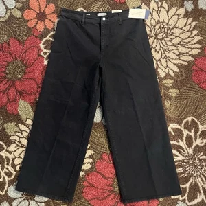 Pantalones de mezclilla Universal Thread para mujer tiro alto pierna ancha tobillo calce relajado talla 14 negros - Imagen 1 de 4