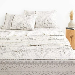 - Boho Bed Sheets, 4-Piece Sheet Set, Bohemian Chic Western Geometric Aztec A... - Picture 1 of 6