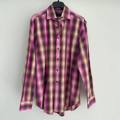 Etro Shirt Mens XL 43 Check Button Up Designer Colorful Luxury Bold Glam Disco - Image 1 of 4