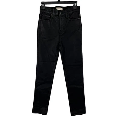 Madewell jeans stovepipe high rise straight coated black size W 26  - Image 1 of 4