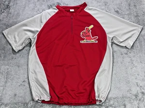 Saint Louis Cardinals 1/4 Zip Pullover Men XL Red Gray Short Sleeve Bird Bat - Picture 1 of 9