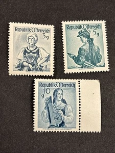 55028 Österreich Briefmarke 3 1948 3-10g ÖSTERREICHISCHE TRACHT SC522 MNHOG Glanzgummi SP* - Bild 1 von 2