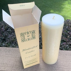 Ancien pilier 6" blanc non parfumé Williamsburg Soap & Candle Co 1980 fait main - Photo 1/9