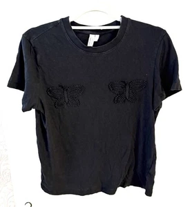 & Other Stories Linen Blend Butterfly Design T-Shirt Size S - Picture 1 of 7