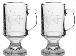 PRINCESS HOUSE Taza Pedestal Café Irlandés PATRIMONIO Cristal Templado Grabado Juego 2 - Imagen 1 de 1