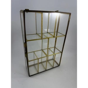 Vintage Wand- oder Tischplatte aus Messing und Glas klein Kurios - Bild 1 von 10