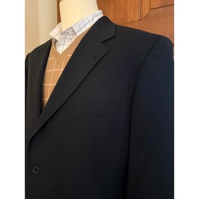 Hugo Boss Sport Coat Men 46L Black Lanificio Cerruti Wool 2-Button Blazer Jacket - Image 1 of 4
