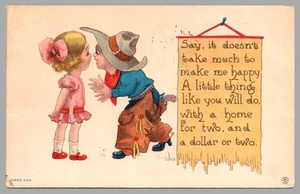 Doesn't Take Much To Make Me Happy Little Thing Like You Will Do c1912 Postcard - Imagen 1 de 2