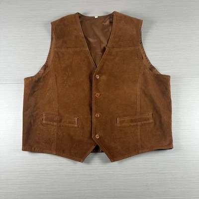 Chaleco de Cuero Gamuza Marrón MUJER 2XL XXL Vaquero Occidental Forrado Clásico Ajustable Foto 1 de 4