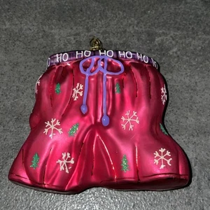 Christopher Radko "Tree Trunks" Ho Ho Ho Red Holiday Boxers Glass Ornament - Picture 1 of 4