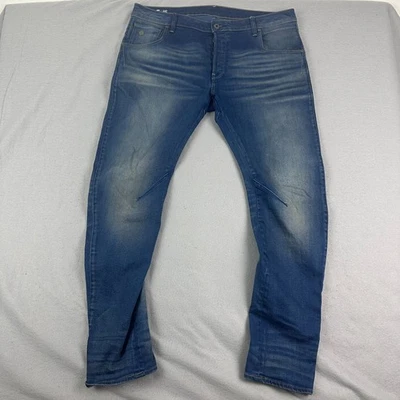 Pantalones de mezclilla G Star Raw Arc 3D ajustados para hombre 36X32 azul algodón botón bolsillo mosca Foto 1 de 4