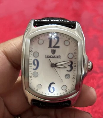 RARO RELOJ DE CUARZO SS LANCASTER ITALIA ÁRABE ÍNDICE MIXTO CÚPULA VIDRIO CONVEXO PARA HOMBRES-W Foto 1 de 4