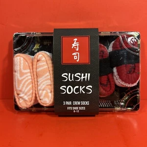 Mad Engine Novelty Men's Shoe Size 8-12 3-Pair SUSHI Crew Socks NWT - Picture 1 of 5