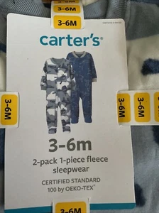 Carter's Boy 2 Pack Footie Fleece Sleepwear Airplanes/Moose Blue & Gray Sz 3/6 M - Picture 1 of 3