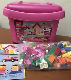 Lego 5585 Pink Brick Box Used Complete With Instructions, Plastic Tub and Lid