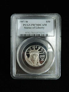 1997-W Statue of Liberty 1/2 oz Platinum Coin $50 PCGS PR70DCAM High Graded Coin - Picture 1 of 12