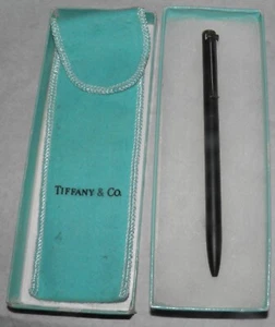 Vintage TIFFANY Matt Schwarz STERLING T CLIP Kugelschreiber in Etui & Box FUNKTIONIERT - Bild 1 von 6