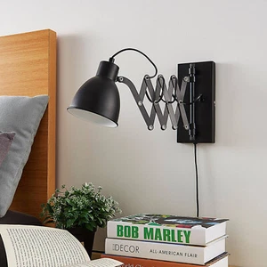 Lindby ausziehbare Wandlampe / Wandleuchte schwarz Metall mit Scherenarm