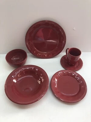 Rachael Ray Cucina Collection 6-Piece Dinnerware Set | Cranberry Red - Image 1 of 4