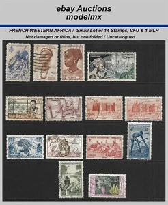 French Western Africa - Small Lot Of 14 Stamps, VFU & 1 MLH - Uncatalogued - Picture 1 of 2
