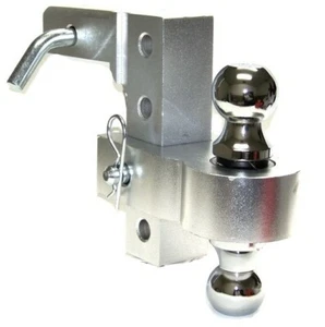 6" Aluminum Adjustable Trailer Drop Hitch 2" Receiver Dual Balls 2" and 2-5/16" - Picture 1 of 1