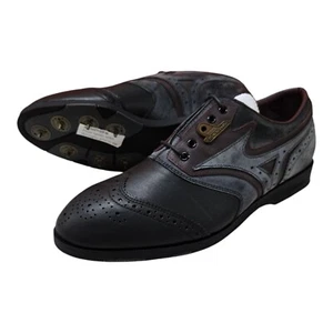 Mizuno Golf Faldo-AW Mens Spiked Golf Shoes Black/Burgundy Boots 9.5 US, 42.5 EU - Picture 1 of 11