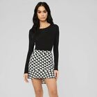 Fashion Nova Houndstooth Ruffle Mini Skirt, Size L, Brand New 