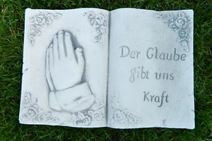 Dekofigur Deko Buch mit Aufschrift "Der Glaube gibt uns Kraft" L 30 cm aus Beton - Bild 1 von 3
