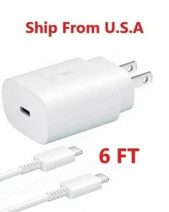 25w Type USB-C Super Fast Wall Charger +6FT Type C Cable For Samsung Galaxy S22 - Picture 1 of 4