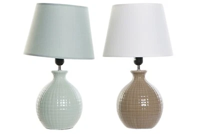 LAMPADA TAVOLO COMODINO COPPIA DUE PEZZI IN CERAMICA CON PARALUME DUE COLORI - Immagine 1 di 3