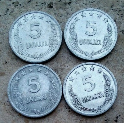  Albania 4 Coins   5 Qindarka  1944-1969 Alumin  - Image 1 of 2