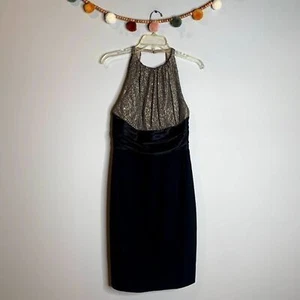 Neu mit Etikett Carmen Marc Valvo Kleid bronzefarben Pailletten hochgeschlossen hinten offen - Bild 1 von 7