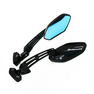Black Sport Bike Racing Rearview Side Mirrors For Ninja ZX6R ZX9 CBR600 GSXR1000 - Foto 1 di 9