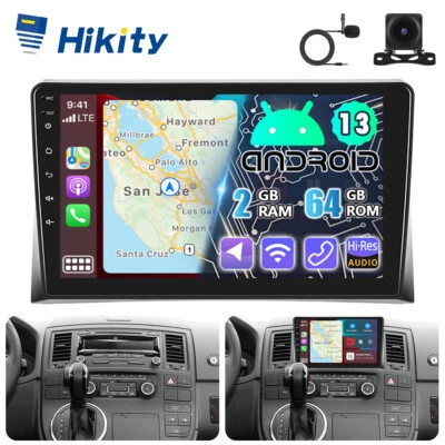 9" 2+64GB CarPlay Android13 Autoradio GPS Navi BT Für VW T5 Transporter Multivan - Bild 1 von 4