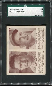 1941 Doppio Gioco (R330) #31/32 Mel Ott/Babe Young New York Giants - SGC 40 VG 3 - Foto 1 di 2