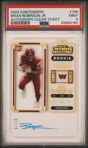 2022 Panini Contenders Brian Robinson JR. Clear Ticket Rookie Auto /10 PSA 9 - Picture 1 of 2