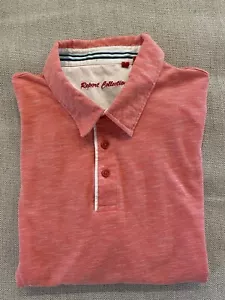 Report Collection Slim Fit Mesh Knit Polo Shirt in Sun Kissed Red Size L - Picture 1 of 6