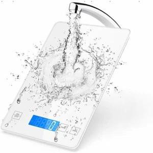 NUEVO DISEÑO Unidades de Escala de Alimentos de Vidrio Templado Blanco (Kg, g, FI'OZ, MI, Lb,:Oz) Pantalla LCD - Imagen 1 de 4