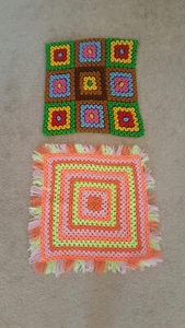 Crochet granny squares knitted handmade doilies vintage - Picture 1 of 9