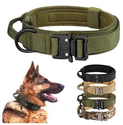 COLLIER TACTIQUE POUR CHIENS & GRANDS CHIENS SOLIDE & DURABLE AVEC POIGNÉE - Immagine 1 di 4