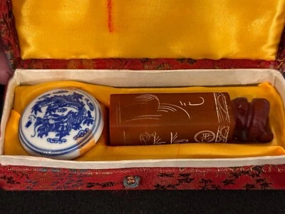 Juego de sellos chinos de resina de serpiente y camino de sellado de dragón con caja original Foto 1 de 4