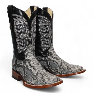MEN'S PYTHON NATURAL COLOR ANIMAL PRINT COWBOY WESTERN BOOTS ARTESANAL - Picture 1 of 5