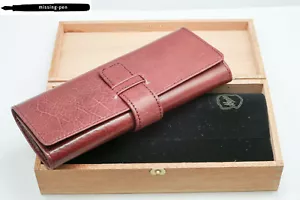 Governor Leather Etui / Case for 3 Pens in Brown with wood box - Picture 1 of 6