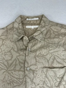 Perry Ellis Men's XL Short Sleeve Button Up Casual Floral Beige XL - Picture 1 of 9