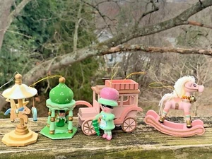 RARE Christmas Ornaments VICTORIAN Woman Carousel Model T Rocking Horse SET ❤️m9 - Picture 1 of 9